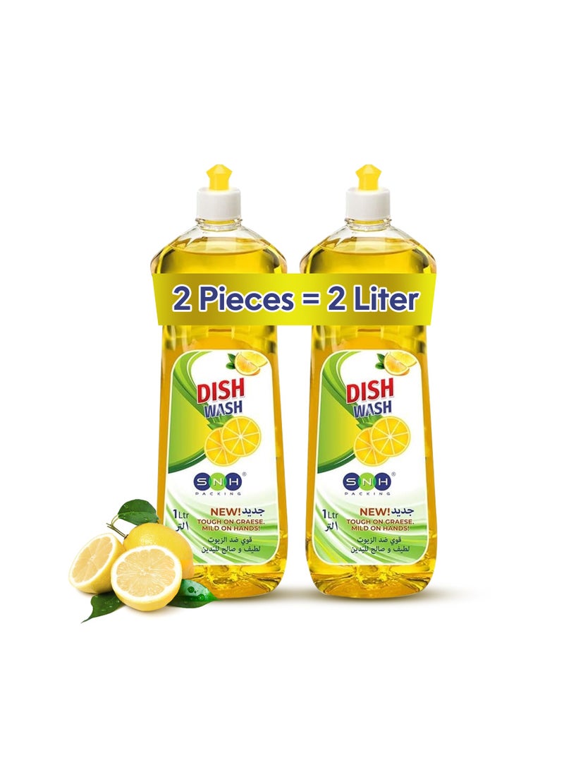 SNH Packing سائل غسيل الصحون بالليمون من SNH PACKing عالي الجودة مزيل الدهون 1 لتر قطعتين - Image 1